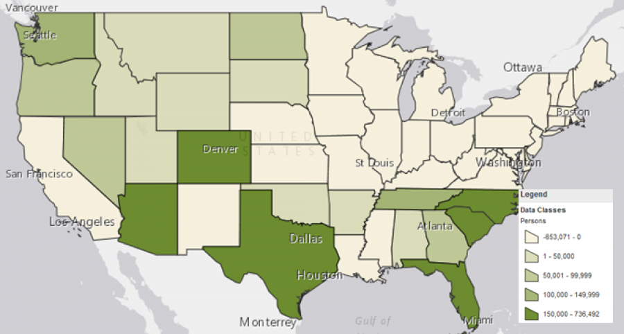 Domestic Net Migration by State